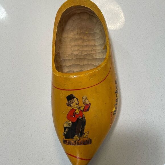 Vintage Heineken Holland Beer Wooden Clog Shoe Ashtray Dutch Souvenir Barware - Picture 2 of 5